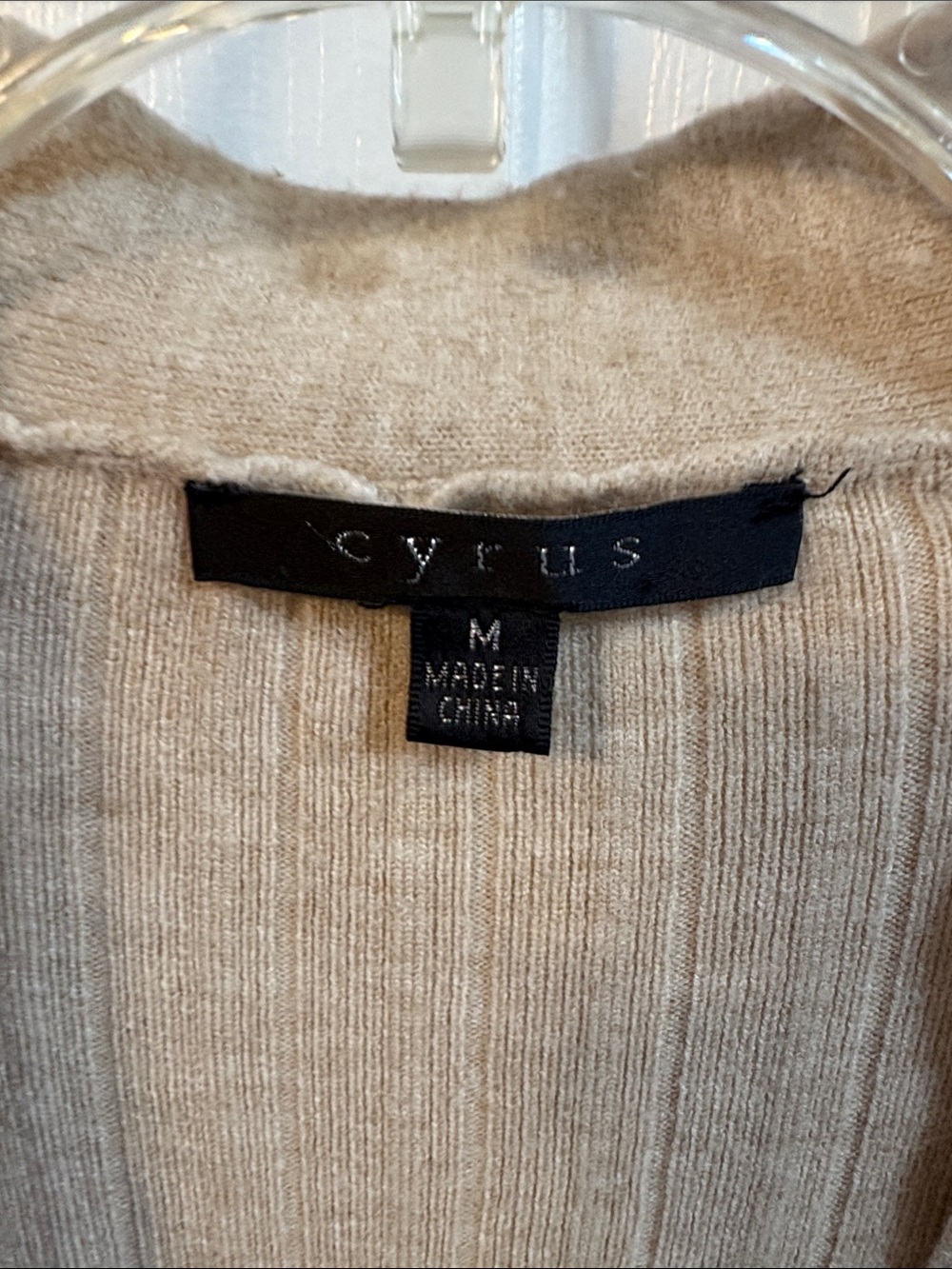 Cyrus Ribbed V-Neck Button-Front Cardigan in Beige - Picture 2 of 4